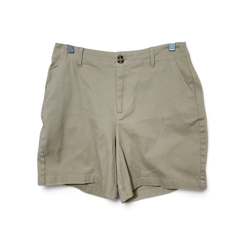 Cato Classics Womens Khaki Chino Shorts Mid Rise Cotton Stretch Size 12   0441